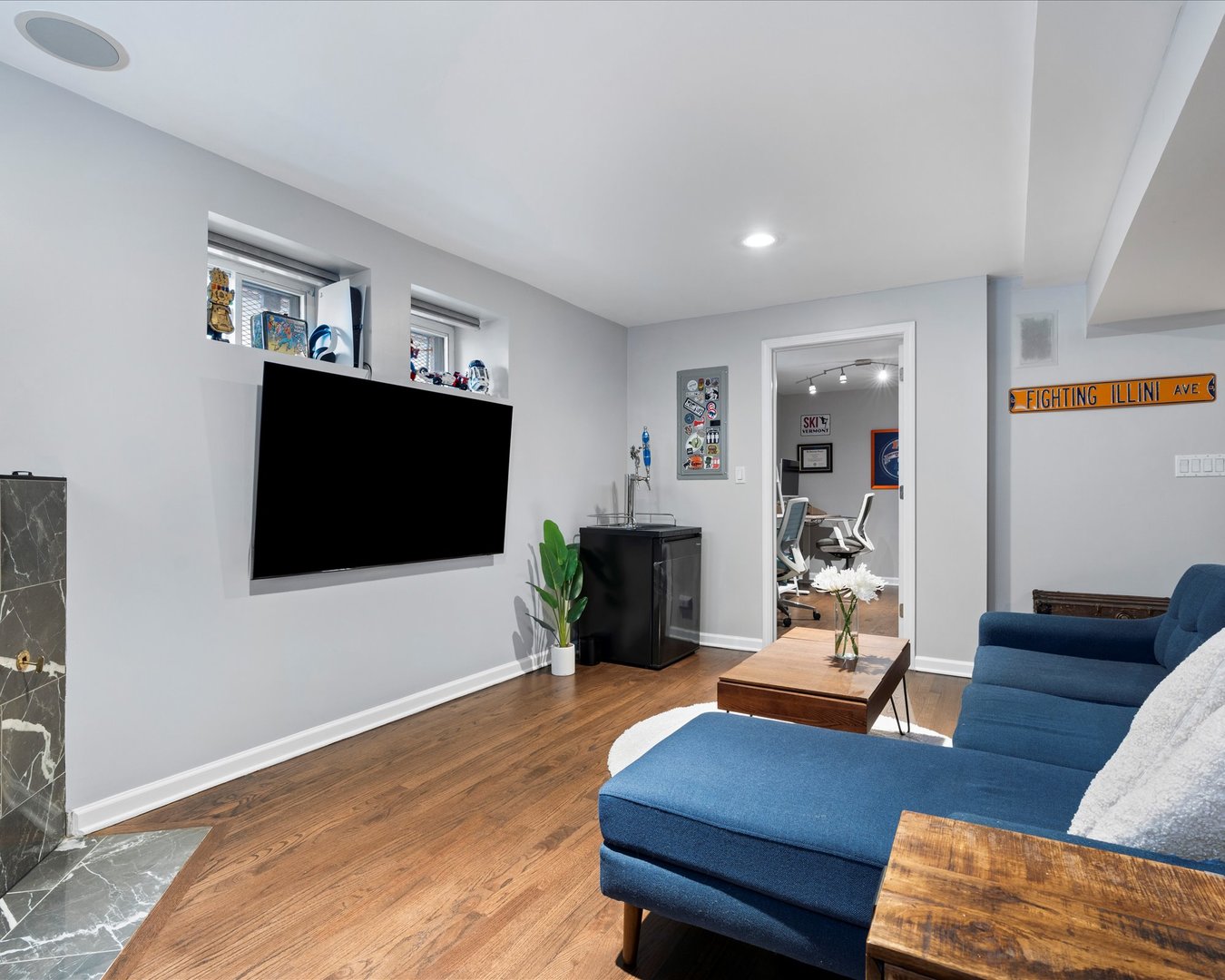 514 North Armour Street, Unit 1F Chicago, IL 60642 - Photo 16 of 18 a living room with furniture and a flat screen tv