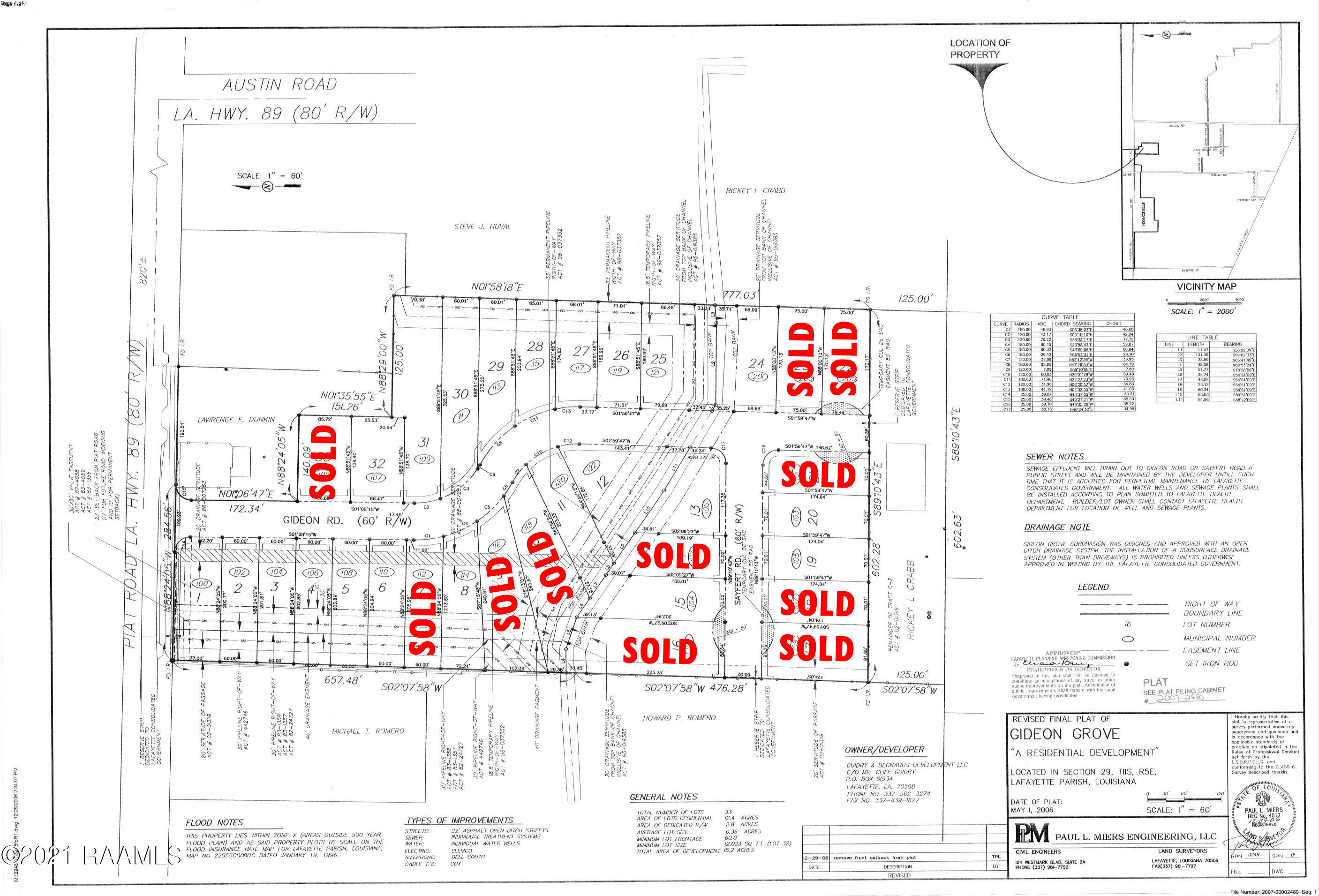 107 Gideon Road Youngsville, LA 70592 - Photo 2 of 3 Plat with Sold Lots