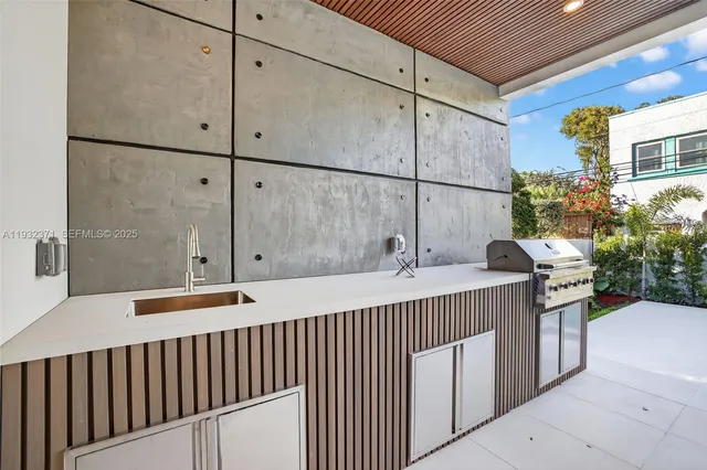 a bathroom with a double vanity sink and mirror