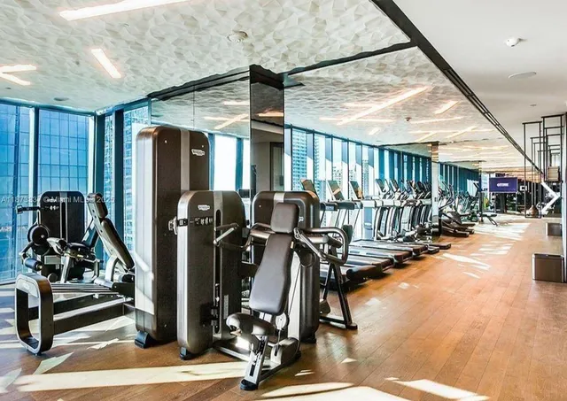 a view of a room with gym equipment