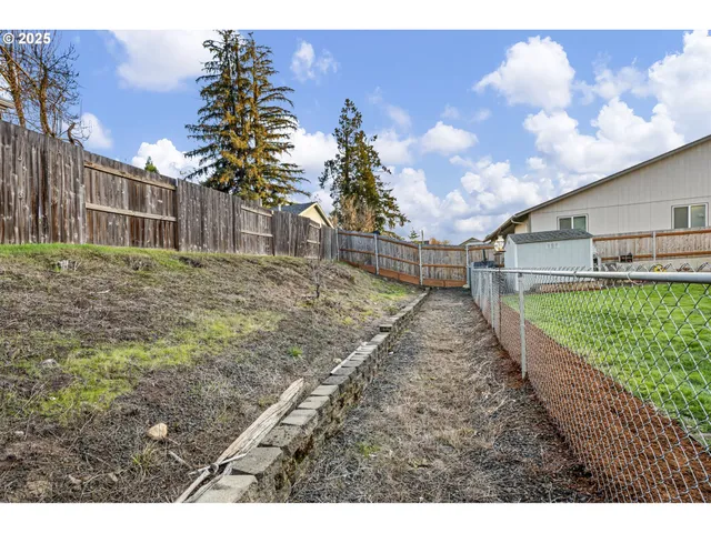 a view of a backyard