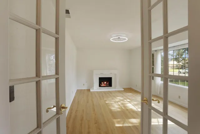 a view of a livingroom with a fireplace