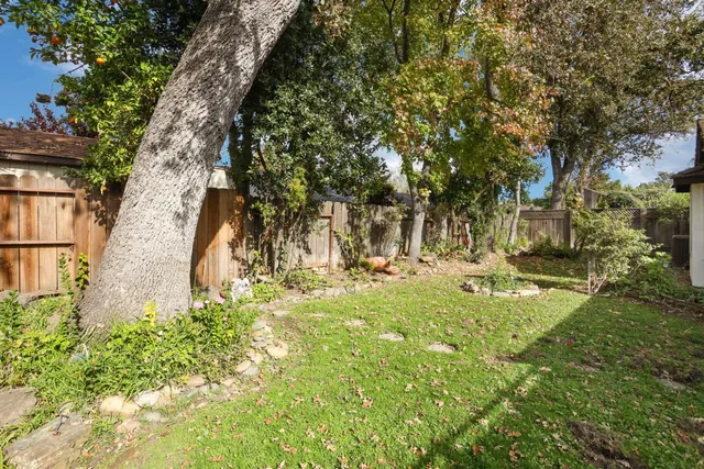 a backyard of a house with lots of green space