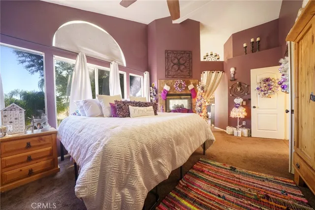 a bed room with a bed and a television