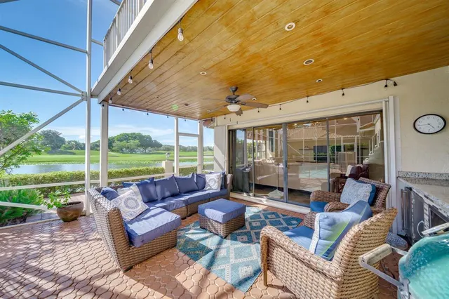 a view of a lake and a yard