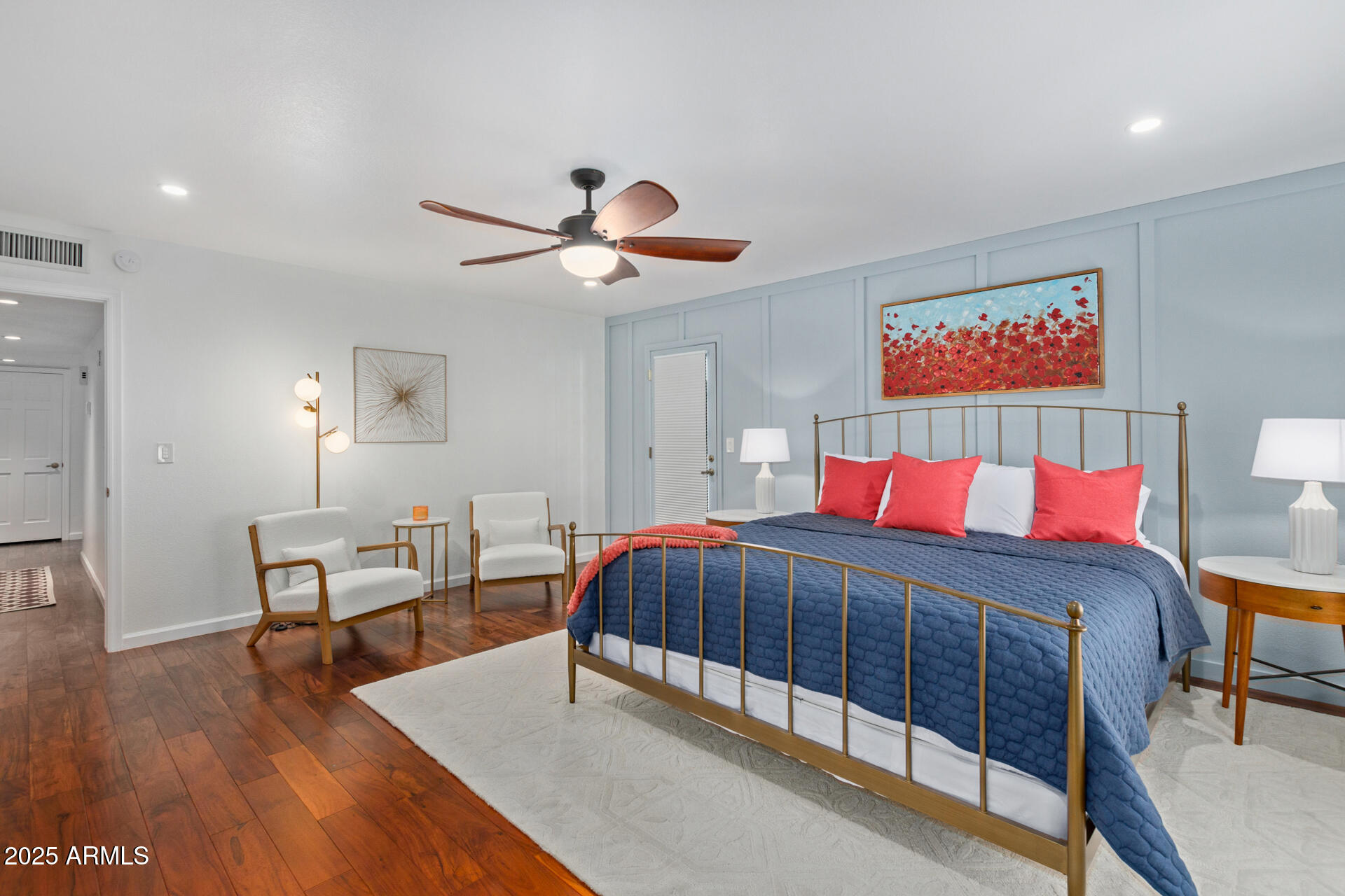 1948 East Jeanine Drive Tempe, AZ 85284 - Photo 37 of 45 a bedroom with a bed and a chandelier