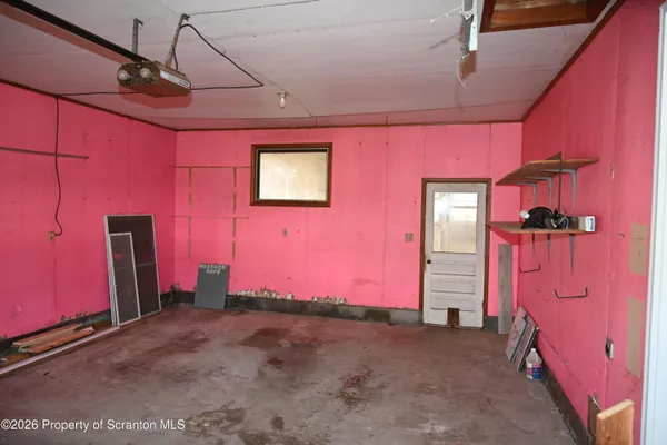 a view of a room with painted walls