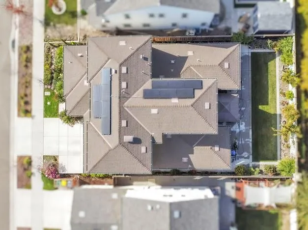 an aerial view of a house