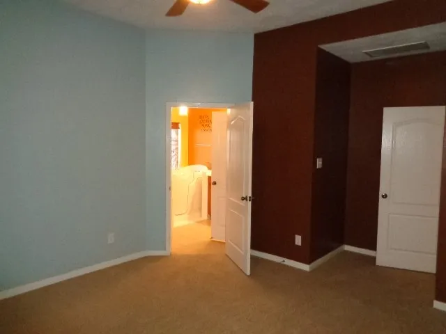 an empty room with a door