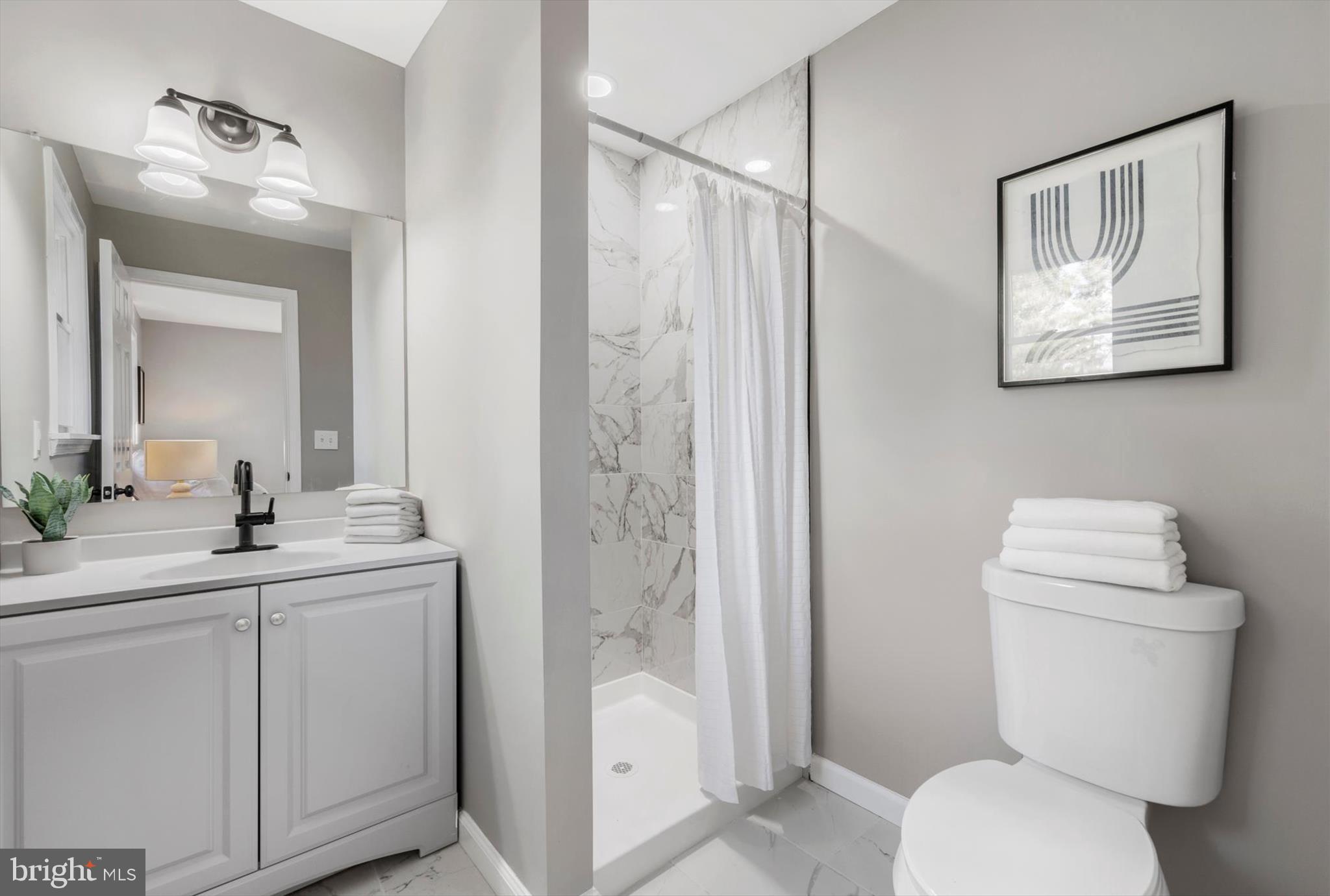 712 St Marys Road Pylesville, MD 21132 - Photo 21 of 43 a bathroom with a toilet a sink and a mirror