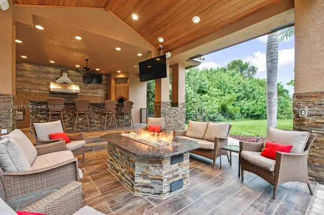 a outdoor space with furniture