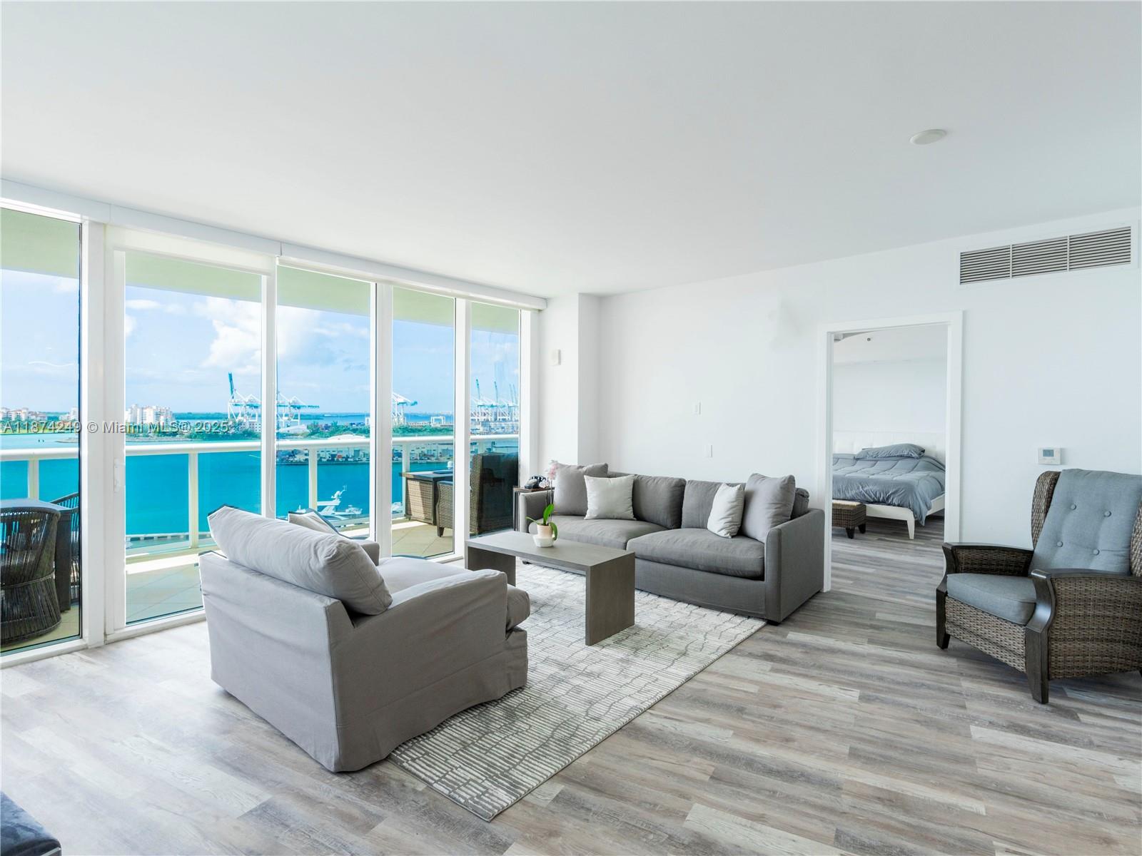 400 Alton Road, Unit 1104 Miami Beach, FL 33139 - Photo 7 of 27 a living room with furniture and a large window