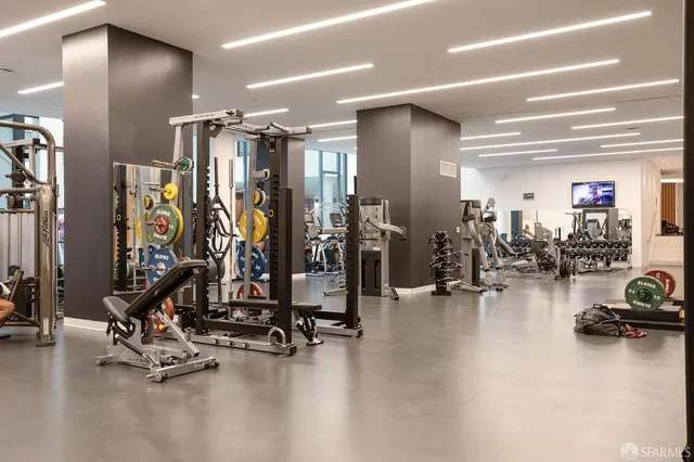 a view of a room with gym equipment