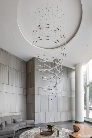 a view of a livingroom with a chandelier