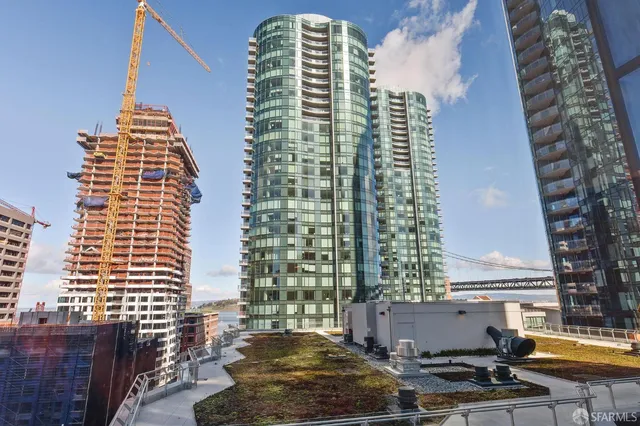 a city view with tall buildings