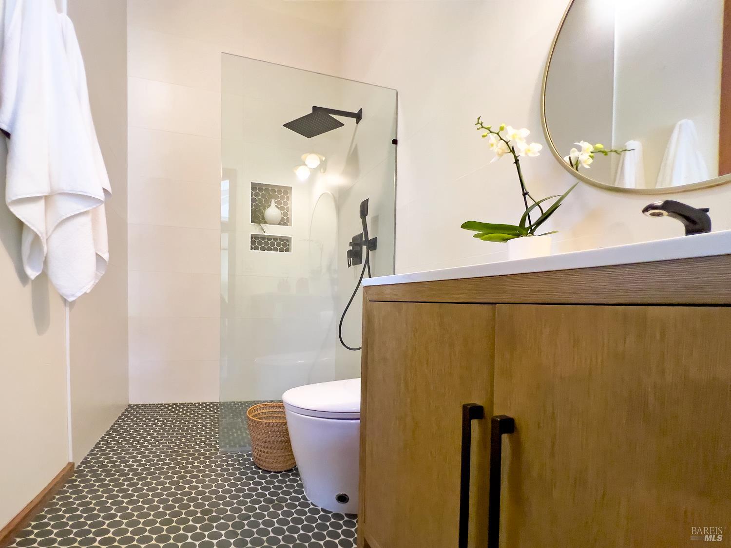 16620 Guernewood Road Guerneville, CA 95446 - Photo 27 of 68 Main bath, tiled shower and Toto with bidet and warming seat.