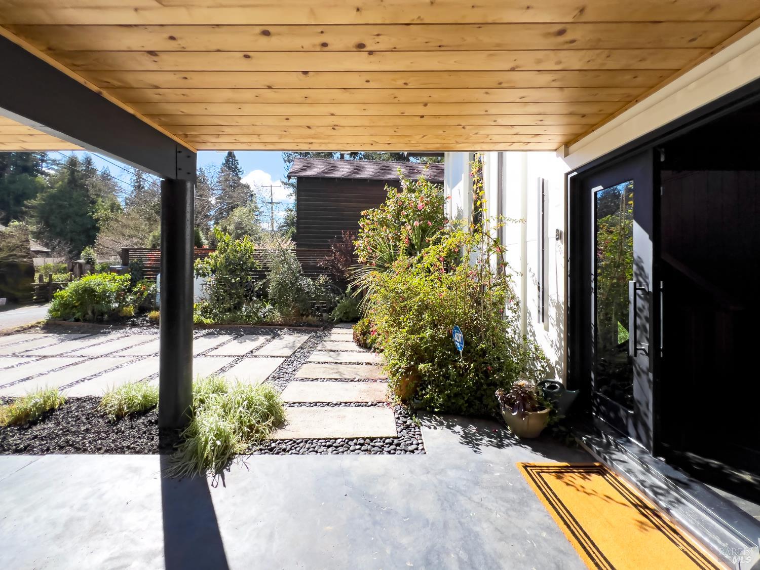 16620 Guernewood Road Guerneville, CA 95446 - Photo 7 of 68 Front door is custom made with glass and metal.