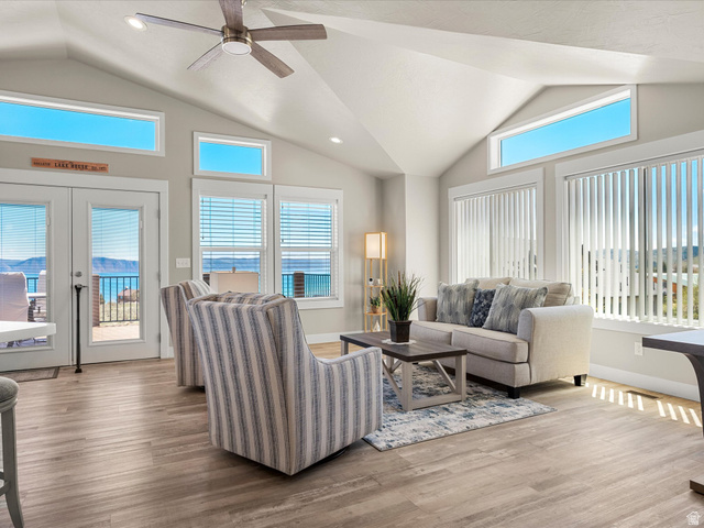 608 Fremont Road Fish Haven, ID 83287 - Photo 8 of 35 Vaulted ceilings with a ceiling fan and recessed lighting