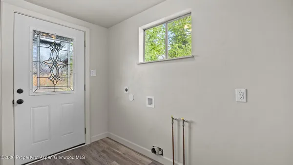 an empty room with windows