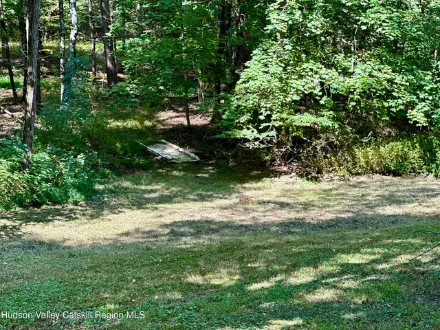a view of outdoor space with trees all around