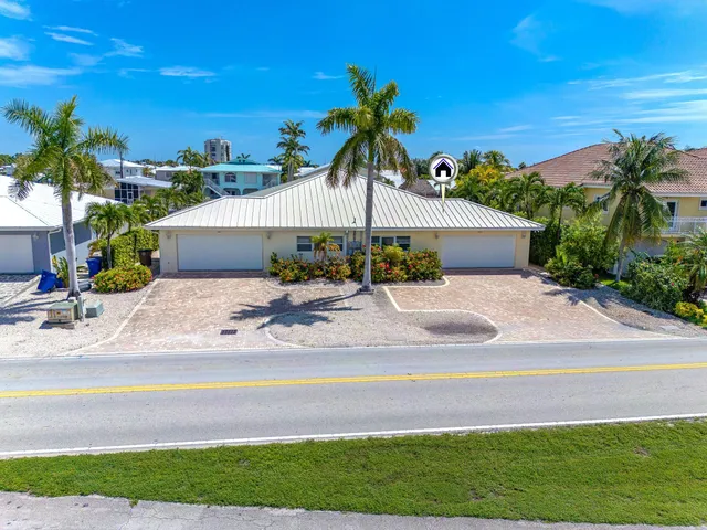 a row of palm trees on the ocean with palm trees