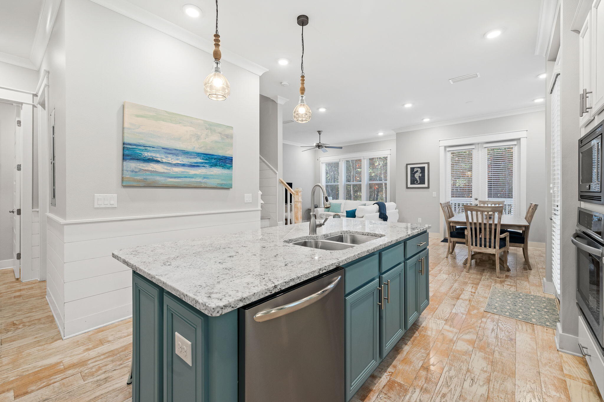 223 Milestone Dr Inlet Beach, Unit B Inlet Beach, FL 32461 - Photo 11 of 58 a kitchen with center island table and chairs