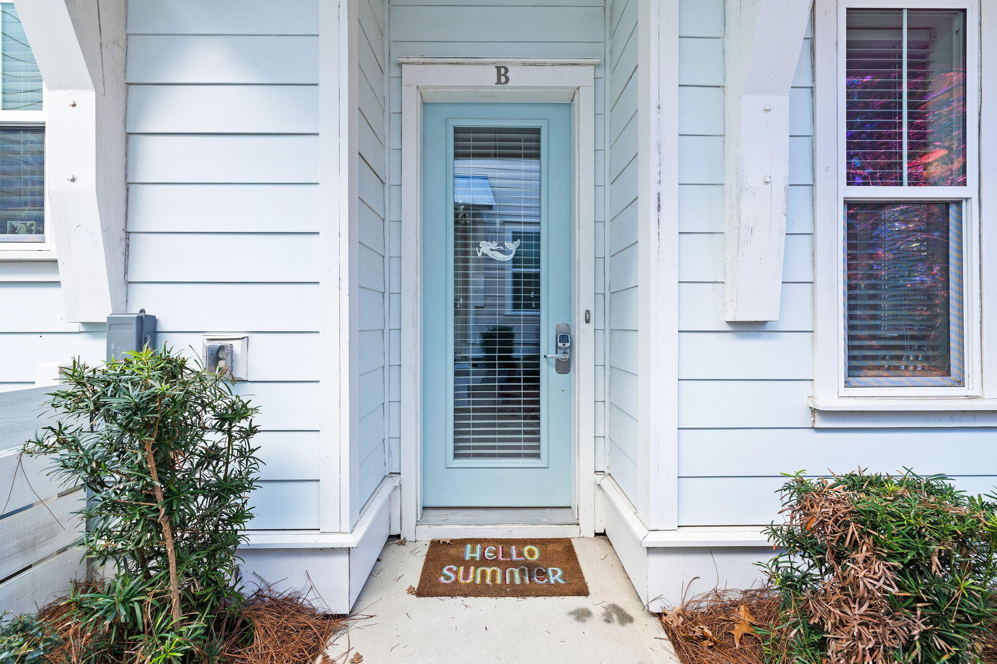 223 Milestone Dr Inlet Beach, Unit B Inlet Beach, FL 32461 - Photo 33 of 58 a view of a door with a potted plant and a window