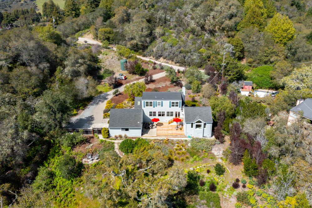 223 Nehf Lane Soquel, CA 95073 - Photo 32 of 34 an aerial view of a houses with swimming pool and green space