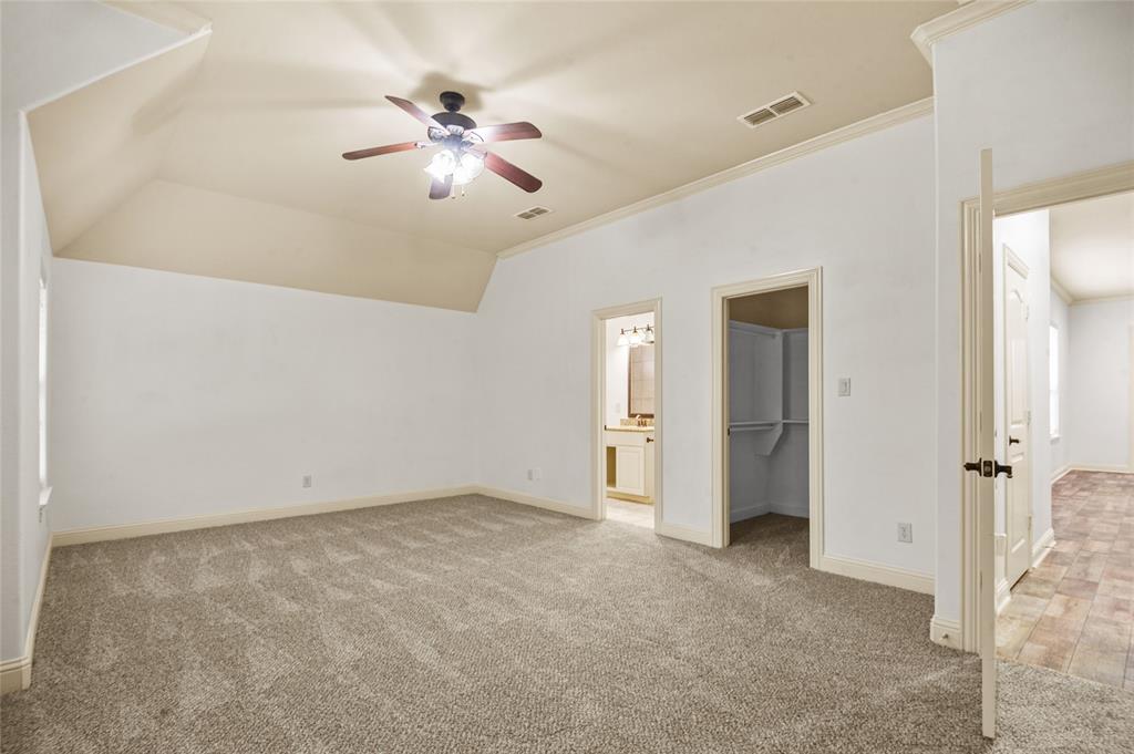 961 Deer Run Prosper, TX 75078 - Photo 25 of 34 wooden floor in an empty room and a ceiling fan