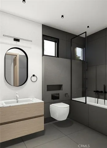 a view of a room with a large window and front door