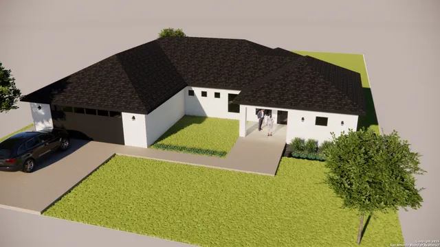 an aerial view of a house