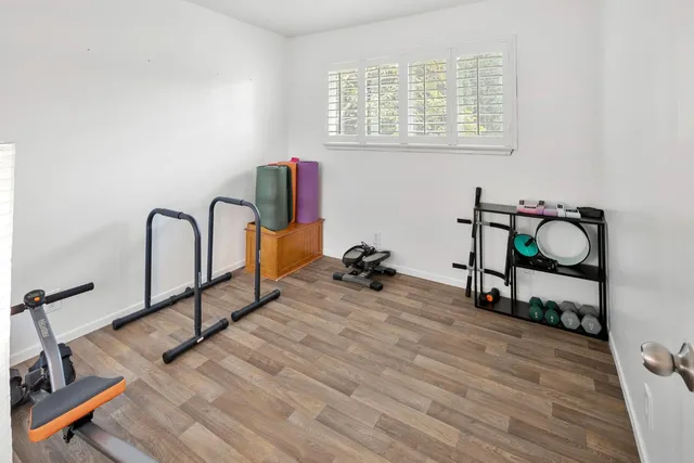 a view of a room with gym equipment