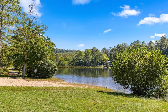a view of a lake with houses