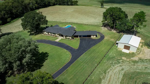 an aerial view of a house