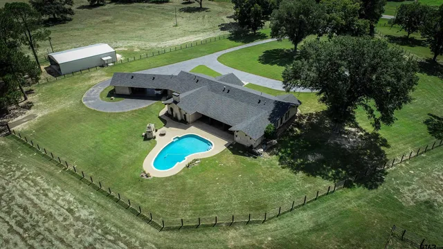 an aerial view of a house