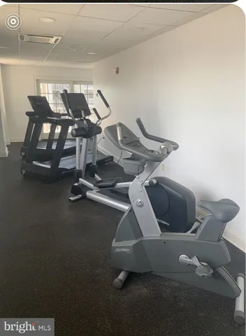 a room with gym equipment