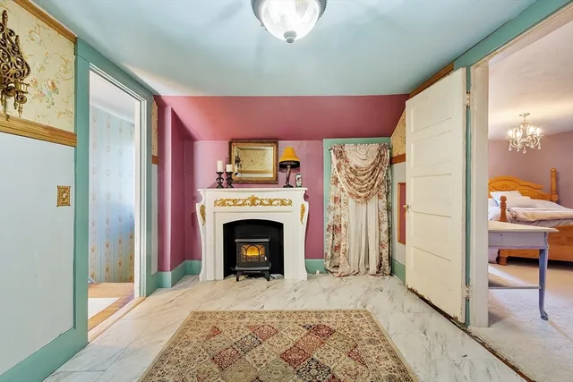 a view of a dresser with storage