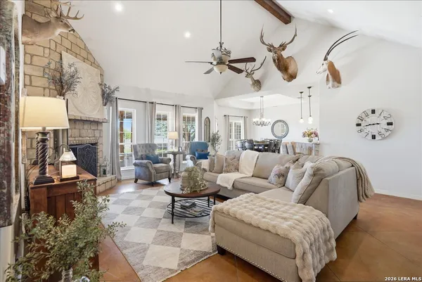 a living room with furniture