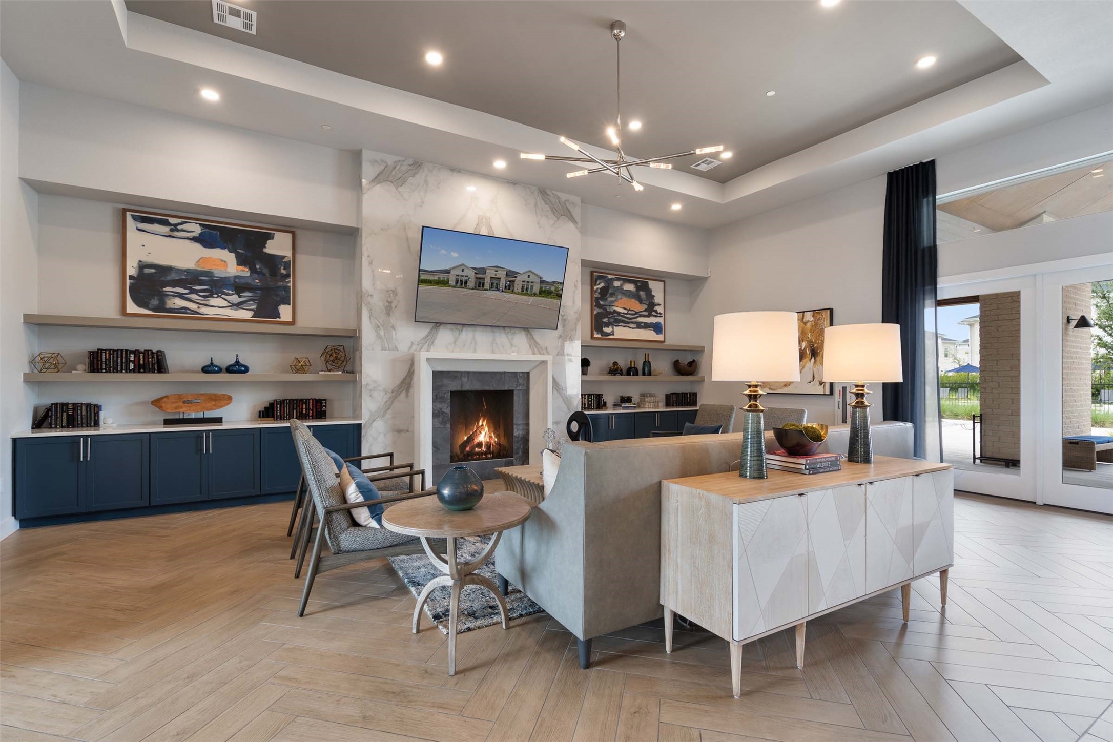1101 Halsey Drive, Unit 818 Leander, TX 78641 - Photo 23 of 50 a living room with furniture and a fireplace