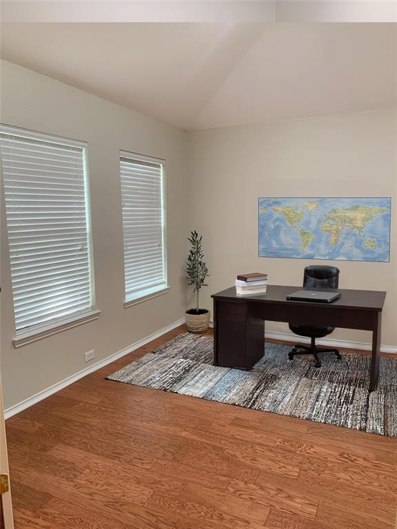 3313 Timber Ridge Trail McKinney, TX 75071 - Photo 3 of 20 Home office featuring baseboards and wood finished floors