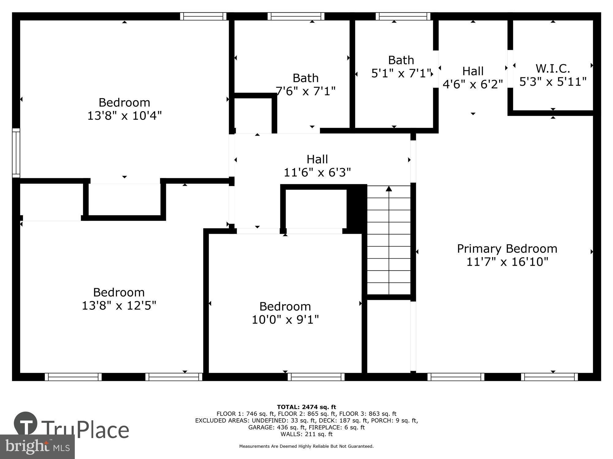 8322 Cushing Court Springfield, VA 22153 - Photo 41 of 57 Upper Level (labels & measurements)