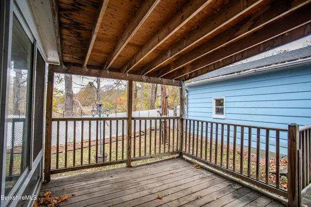 a view of wooden deck