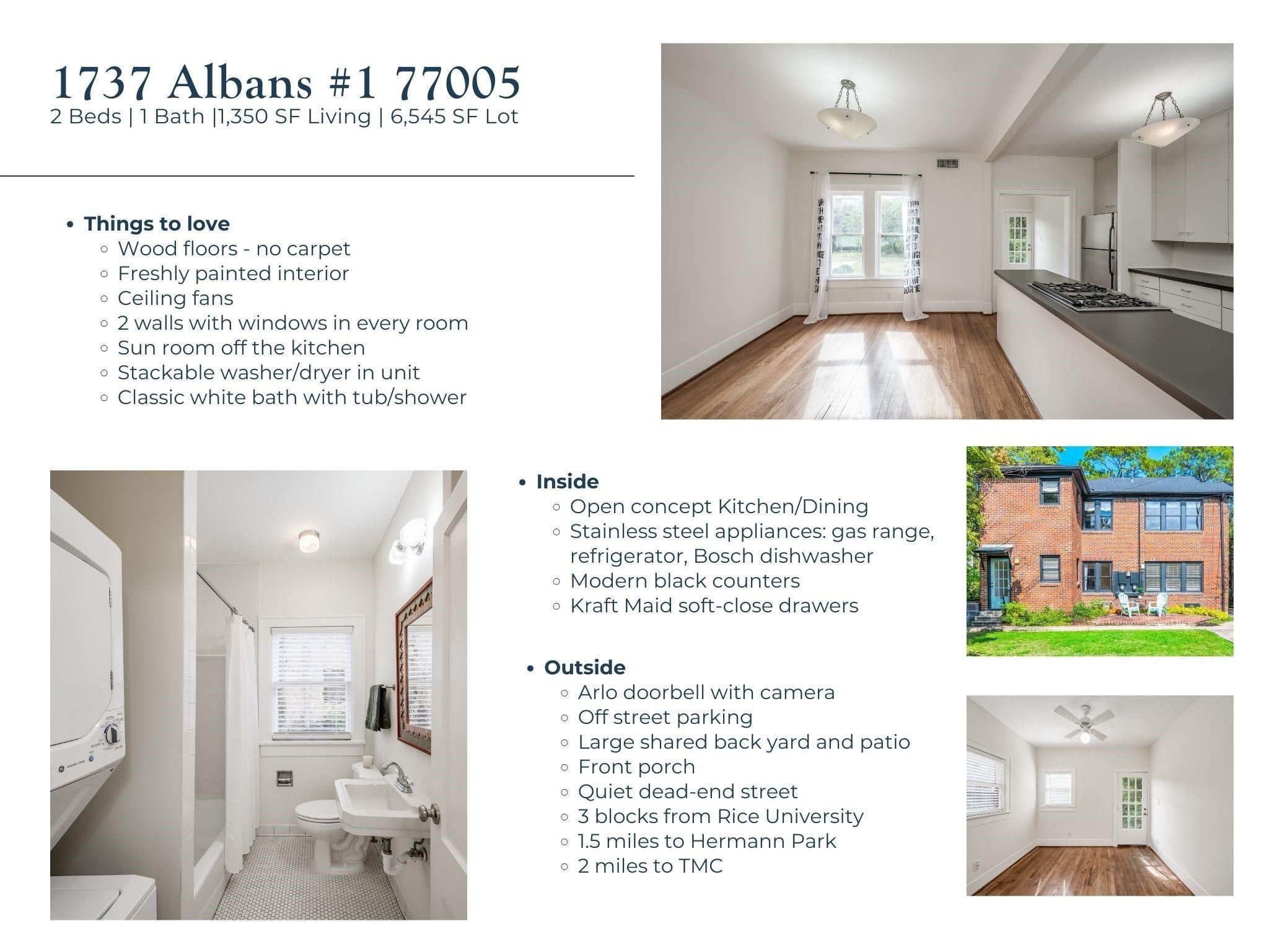 1737 Albans Road, Unit 1 Houston, TX 77005 - Photo 13 of 13 a picture of a room and a black white checkered floor