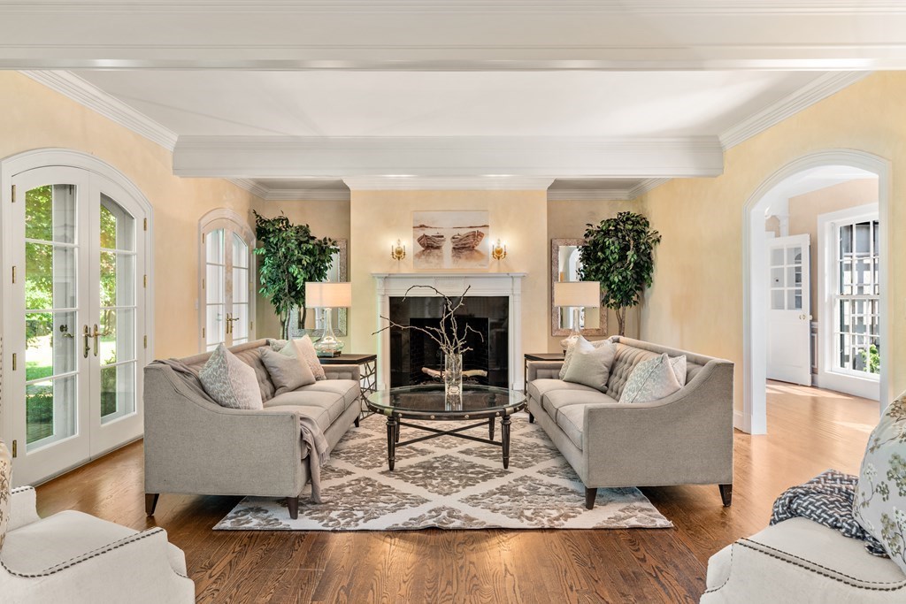 1 Rocky Ridge Road Dedham, MA 02026 - Photo 6 of 38 a living room with furniture and a fireplace