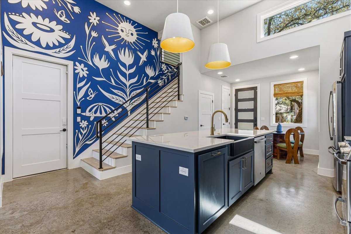 3602 Pennsylvania Avenue, Unit 2 Austin, TX 78721 - Photo 11 of 32 This eye-catching stairway adds personality and visual interest to the home’s modern interior.