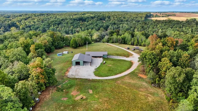 a view of a back yard from a patio