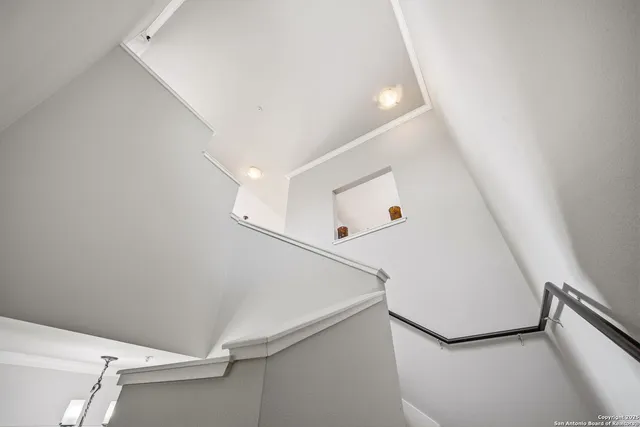 a view of a hallway with workspace