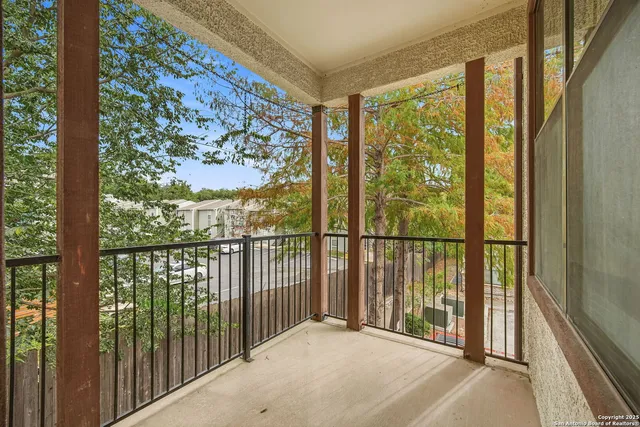 a view of a large window with a tree in front of it