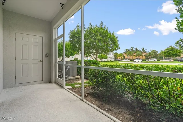 a view of a balcony with an outdoor space