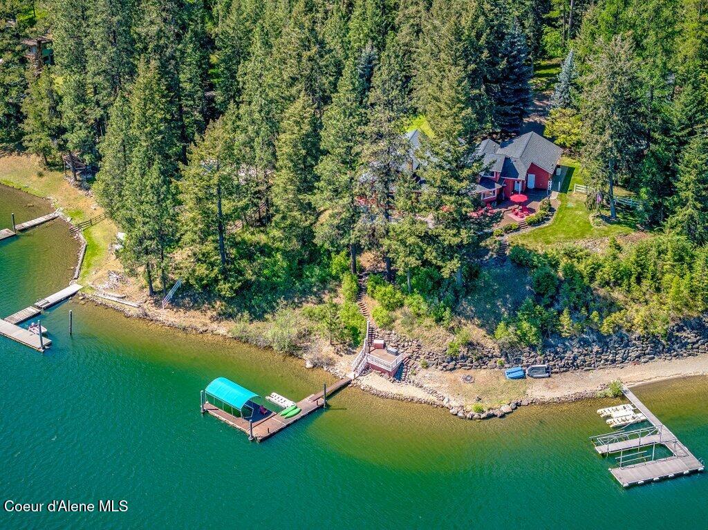 63200 South Powderhorn Bay Road Harrison, ID 83833 - Photo 62 of 64 Aerial shows beach area